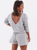Dresowy kombinezon dekolt v krótkie spodenki szary b95 kk01