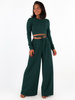 Eleganckie szerokie luźne spodnie z wysokim stanem zielone c344 k01