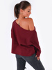 DRESOWA BLUZA OPUSZCZANA NA RAMIĘ OVERSIZE bordowa B167 kk01