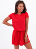 Zwiewna sukienka na krótki rękaw oversize czerwona b123 kk01