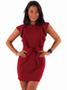 Elegancka sukienka długość mini z falbankami bordowa c339 k01