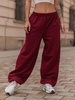 Luźne SPODNIE baggy z bawełnianej dresówki niedrapanej od wewnątrz bordowe X151