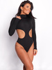 Body z dzianiny z wycięciami czarne d016 k01
