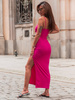 Maxi SUKIENKA z wiązaniem na biuście i wycinana w pasie amarantowa E321 k01