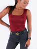 BLUZKA BODY Z KWADRATOWYM DEKOLTEM bordowa B169 kk01