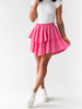 Dresowa bawełniana spódnica z falbankami różowa D141 k01
