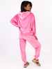 Welurowy dres komplet bluza kangurka + luźne spodnie cukierkowy róż C104 k01