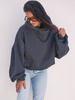 Oversizowa BLUZA z kapturem z dresu drapanego grafitowa D422 k01