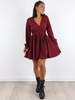 Rozkloszowana kopertowa sukienka bordowa a240 k01