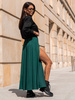 Rozkloszowana maxi SPÓDNICA z rozporkami po bokach zielona X311 k01