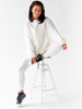 KOMPLET bawełniany oversizowa dłuższa bluza dresowa i legginsy z prążka ecru d126 k01