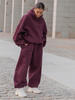 Viralowa Dresowa bawełniana BLUZA z kapturem oversize szeroka deep plum / śliwkowa E644