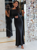 Elegancka maxi SUKIENKA z długim rękawem odkryte plecy i drapowanie efekt push up czarna E623 k01