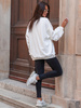Bawełniana dresowa BLUZA bez kaptura oversize ecru E448 k01