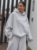 Zestaw dresowy oversize – bluza z kapturem + spodnie barrel | kolor szary melanż