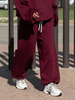Dresowe bawełniane SPODNIE baggy niski stan bordowe X403