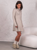 Swetrowa krótka SUKIENKA z rozszerzaną spódnicą w literę A beżowa E615 k01