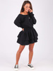 Dresowa rozkloszowana sukienka falbanki czarna b211 k01