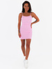 Dopasowana mini sukienka na cienkich ramkach z prążka różowa c230 k01