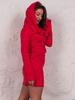 Swetrowa mini SUKIENKA z szalem kapturem czerwona E614 k01