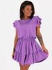 Asymetryczna sukienka z falbankami liliowa c223 k01