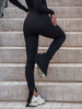 Dopasowane SPODNIE legginsy z szerszymi nogawkami z rozcięciem z bawełnianej dzianiny z prążka czarny E7 k01