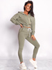 Dres komplet bluza na zamek+spodnie khaki d017 k01