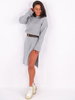 Sweter midi sukienka z rozporkami po bokach szary k07