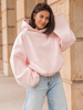 Viralowa Dresowa bawełniana BLUZA z kapturem oversize szeroka baby pink E644