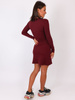 Bawełniana trapezowa sukienka z prążka bordowa b19 kk01