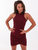 Bawełniana sukienka bokserka kopertowy dół z prążka bordowa b141 kk01