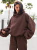Viralowa Oversizowa bawełniana BLUZA dresowa z kapturem bluzowana kangurka brązowa X2 k01