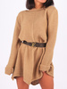 Sweter asymetryczna sukienka oversize camel k05