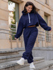 Dresowy bawełniany KOMPLET bluza kangurka z kapturem i spodnie klasyczny krój navy blue X305 k01