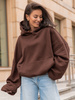 Viralowa Dresowa bawełniana BLUZA z kapturem oversize szeroka brązowa E644