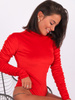 Welurowa bluzka body marszczone rękawy czerwone b262 k01