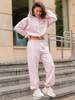 Dresowy bawełniany KOMPLET bluza kangurka z kapturem i spodnie klasyczny krój baby pink X305 k01