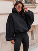 Szeroka luźna BLUZA z kapturem oversize czarna E348 k01