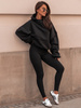 Bawełniany KOMPLET dresowa bluza kangurka z kapturem i spodnie legginsy z prążkowanej dzianiny czarny E368 k01