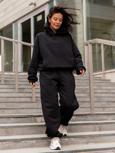 Klasyczny ZESTAW: Bluza kangurka z kapturem X350 + Dresowe SPODNIE ze ściągaczami X32