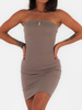 Gorsetowa sukienka z prążka cappuccino c206 k01
