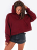 KRÓTKA DRESOWA BLUZA KANGURKA Z KAPTUREM bordowa B166 k01