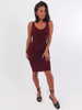 Midi sukienka na cienkich ramkach z prążka bordowa b72 k01