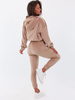 Welurowy dres komplet bluza z kapturem+spodnie beżowy b110 k01
