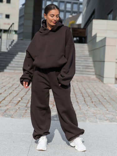 Viralowy ZESTAW: bawełniana BLUZA oversize z kapturem E644 + SPODNIE baggy E643