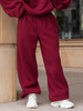 Dresowe bawełniane SPODNIE baggy bordowe E643