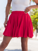 Zwiewna SPÓDNICA o długości mini z kreszowanej tkaniny czerwona X107 k01