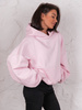 Dresowa bawełniana BLUZA z kapturem oversize szeroka baby pink E644