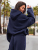 Viralowa Dresowa bawełniana BLUZA z kapturem oversize szeroka navy blue E644