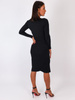 Bawełniana sukienka przekładany dół z prążka midi czarna b1 kk01
